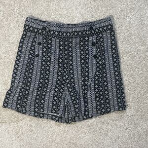 Robert Louis Black White 3 Button Geometric Design Pockets Women's Shorts Size L